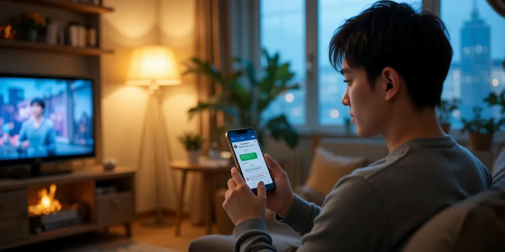 새 휴대폰에서 카카오톡 복원 기능을 설정하는 모습