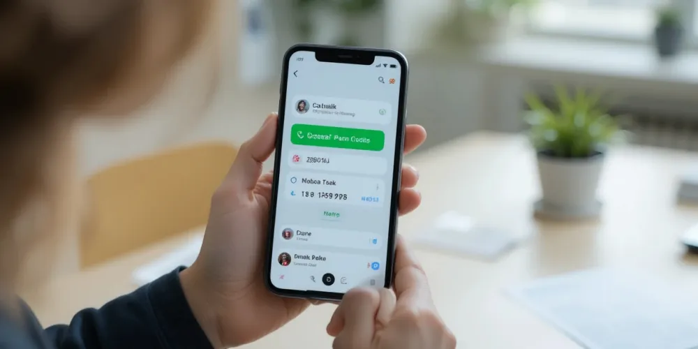 백업 후 복원된 대화 내용을 확인하며 안심하는 모습