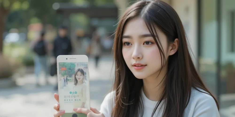 학생이 안드로이드 스마트폰으로 백업을 실행하는 모습