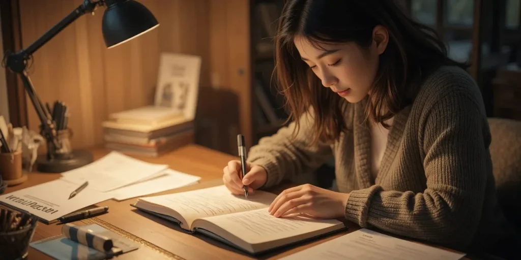 절세 팁을 메모하는 여성의 모습
