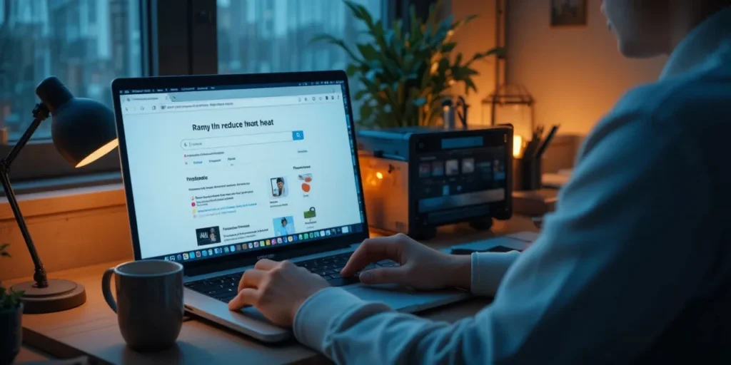 발열을 줄이기 위한 정보를 검색하는 장면