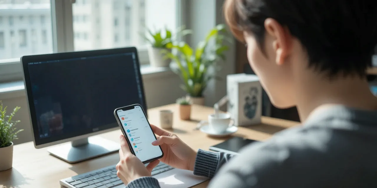 스마트폰 저장공간 확인 화면을 살펴보는 모습