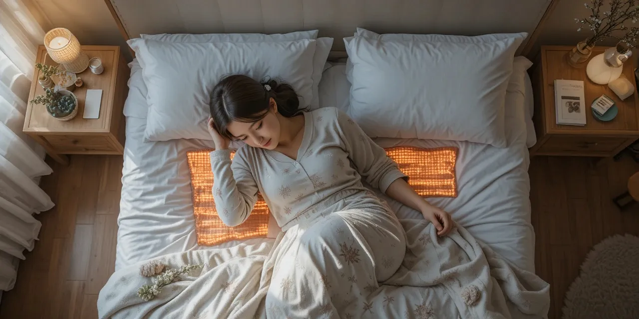 전기장판을 침대 위에 정리하는 모습