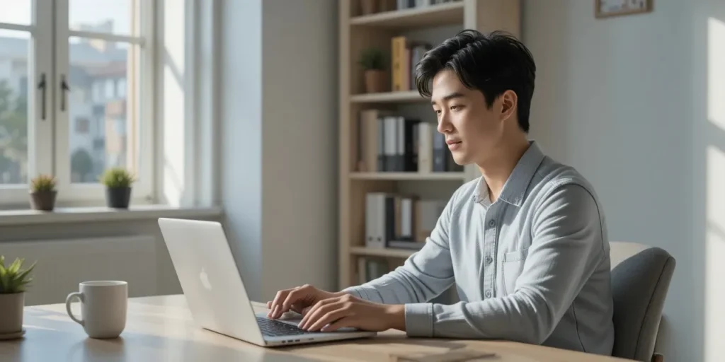 노트북으로 구글 드라이브를 사용하는 모습