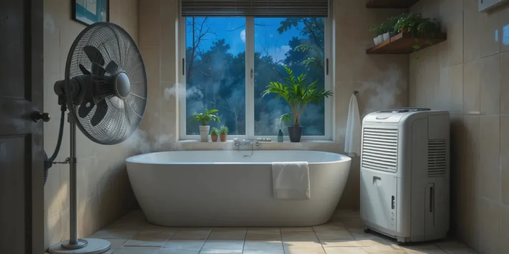 시공 후 환기와 제습을 통해 습기를 제거하는 모습