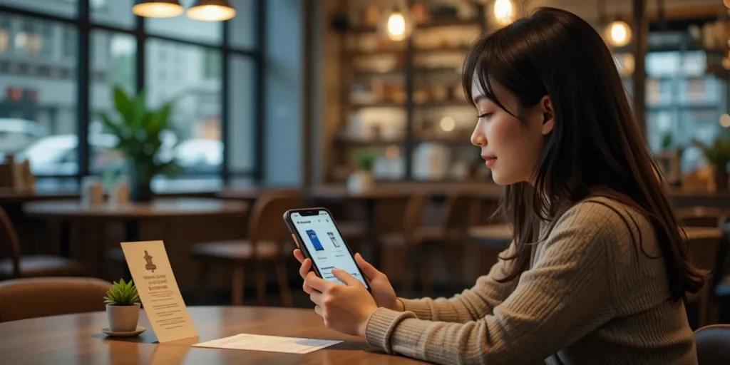 카페에서 두 제품을 비교하는 모습