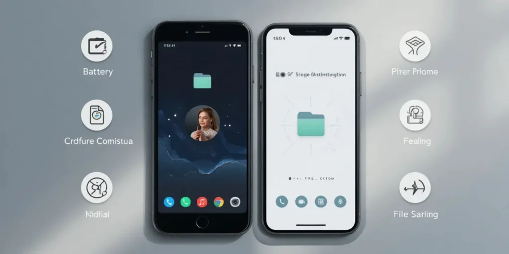 배터리, 카메라, UI 등의 기능을 시각화한 비교 모습
