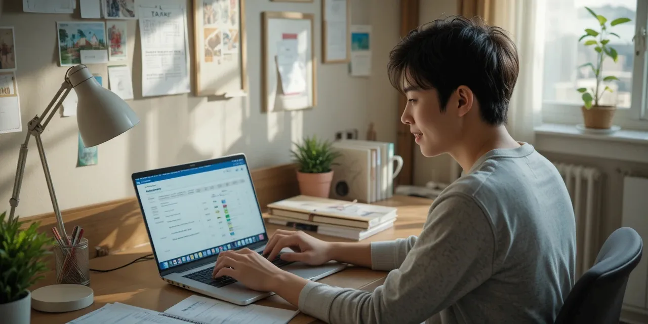 세금 환급 일정 문서를 확인하는 모습