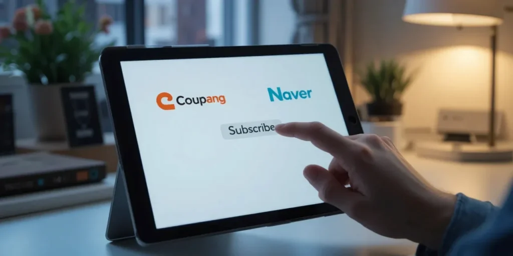 디지털 기기에서 멤버십 구독을 클릭하는 모습