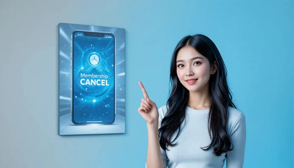 쿠팡 와우 멤버십 해지 안내를 가리키는 여성의 모습