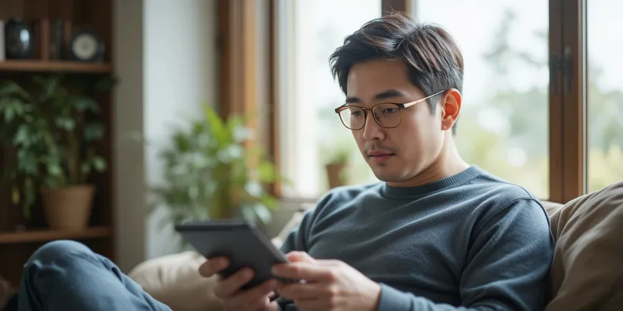 구직 신청서 항목을 하나씩 입력하는 남성의 모습