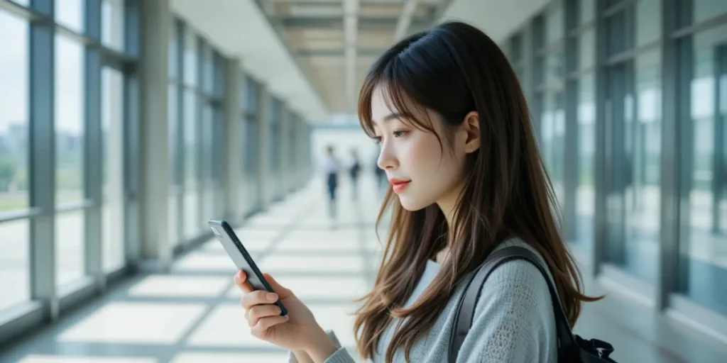 스마트폰 지도로 주변의 무인발급기 위치를 찾는 모습