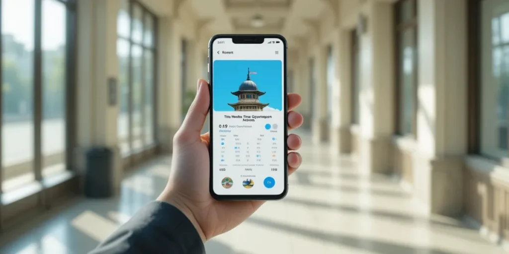 스마트폰 앱으로 신청 내역을 조회하는 모습