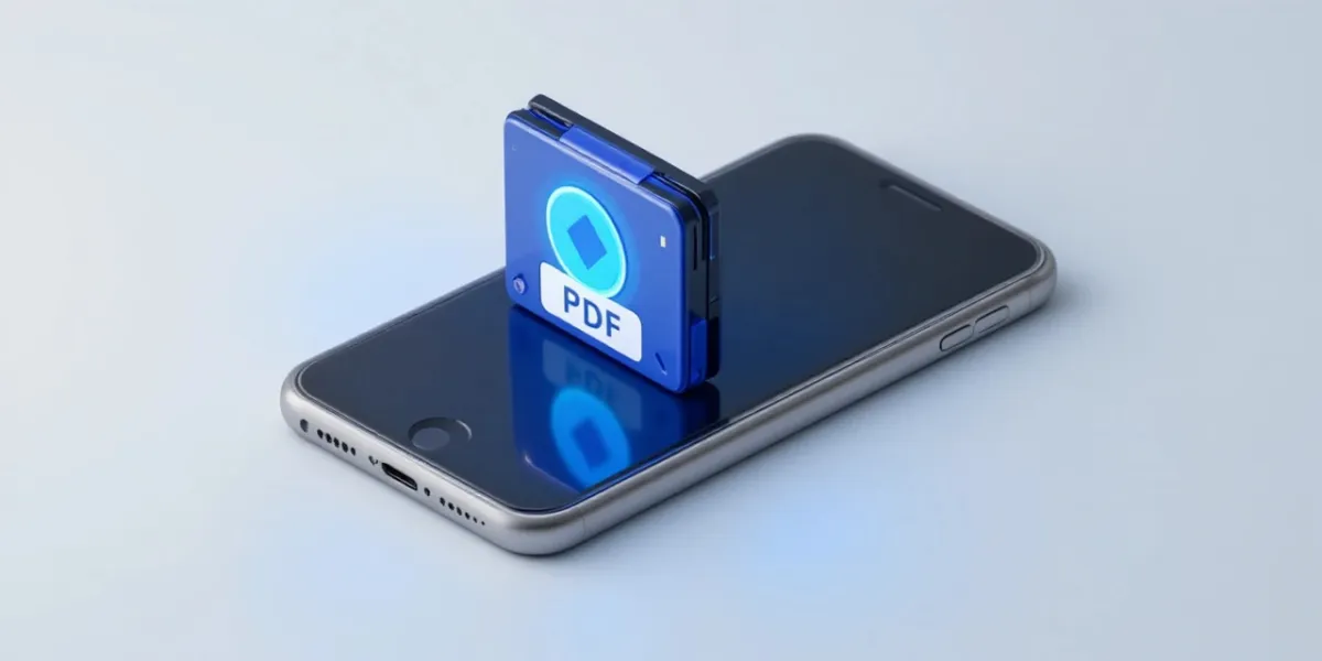 PDF 아이콘과 스마트폰이 강조된 모습