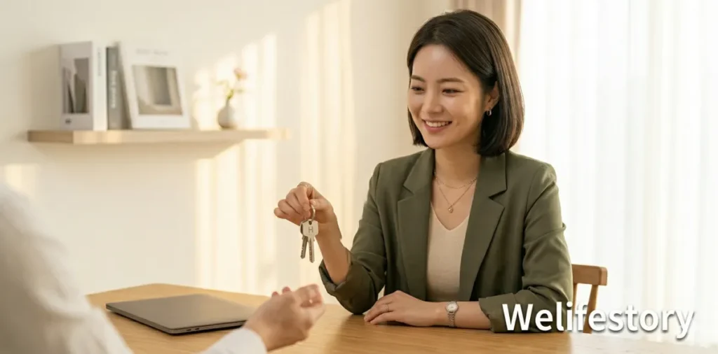 등기부 을구 순위번호 판독 팁 숙지 후 안전하게 잔금 처리를 마치고 열쇠를 건네받는 모습