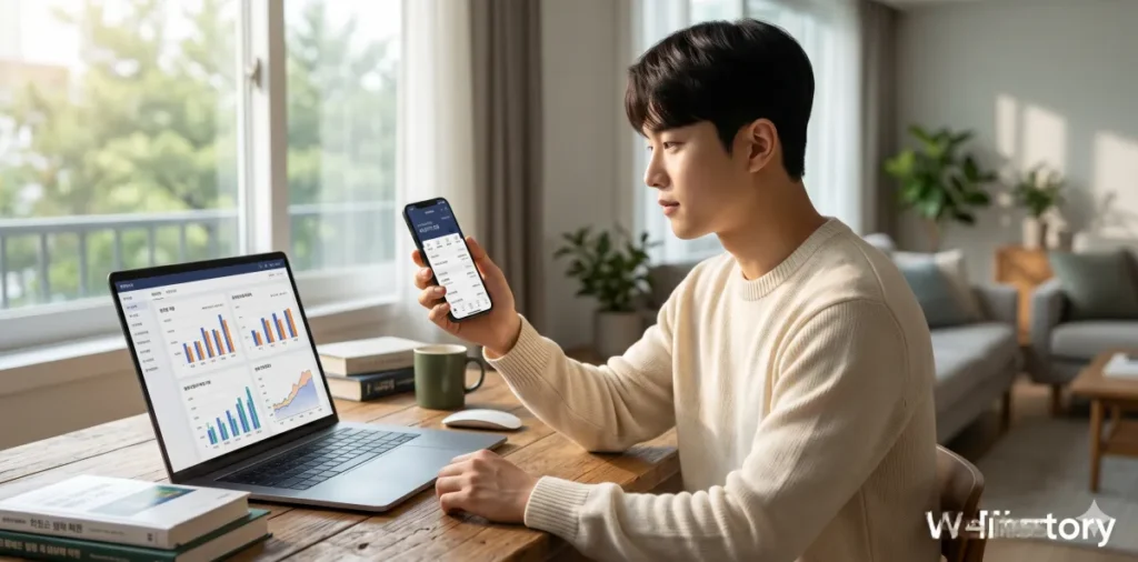 청년 버팀목 전세자금대출 조건 소득 기준을 확인하는 모습