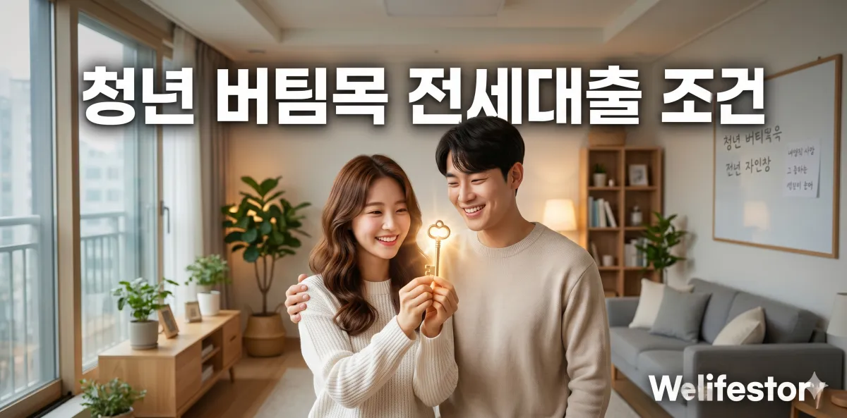 청년 버팀목 전세자금대출 조건 제목과 새집 열쇠를 든 모습
