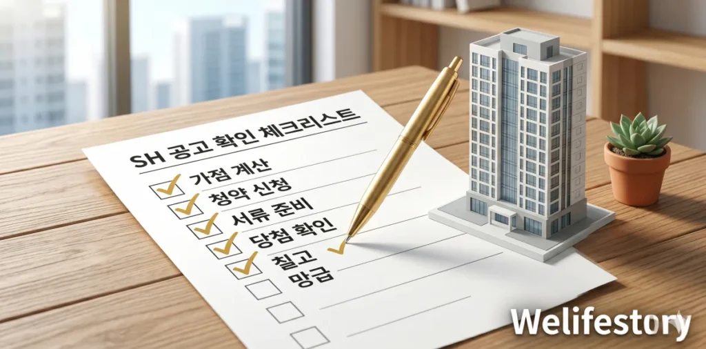 SH 장기전세주택 공고 확인 및 공공임대 당첨 확률 높이는 비결 5 장기전세주택 신청 자격 체크리스트를 꼼꼼하게 작성하는 모습