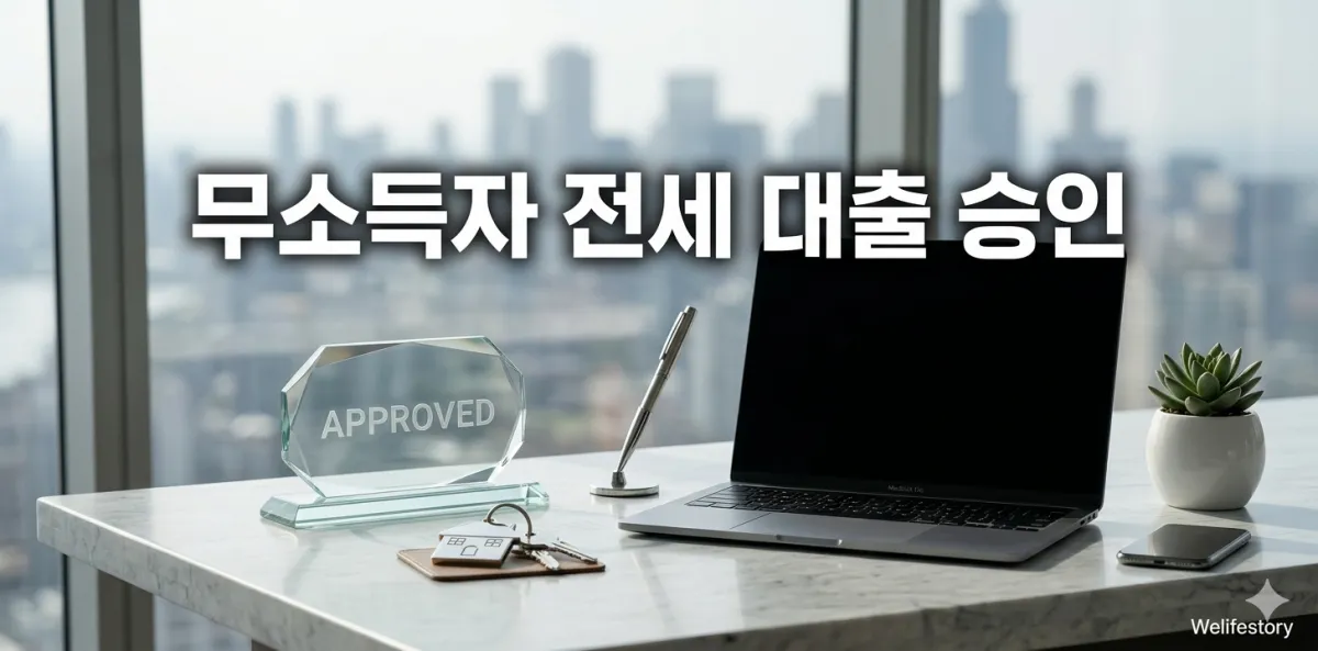 무소득자 전세 대출 승인 확률 높이는 법 및 프리랜서 전략 1 무소득자 전세 대출 승인을 비유하는 책상 위의 도구들 모습