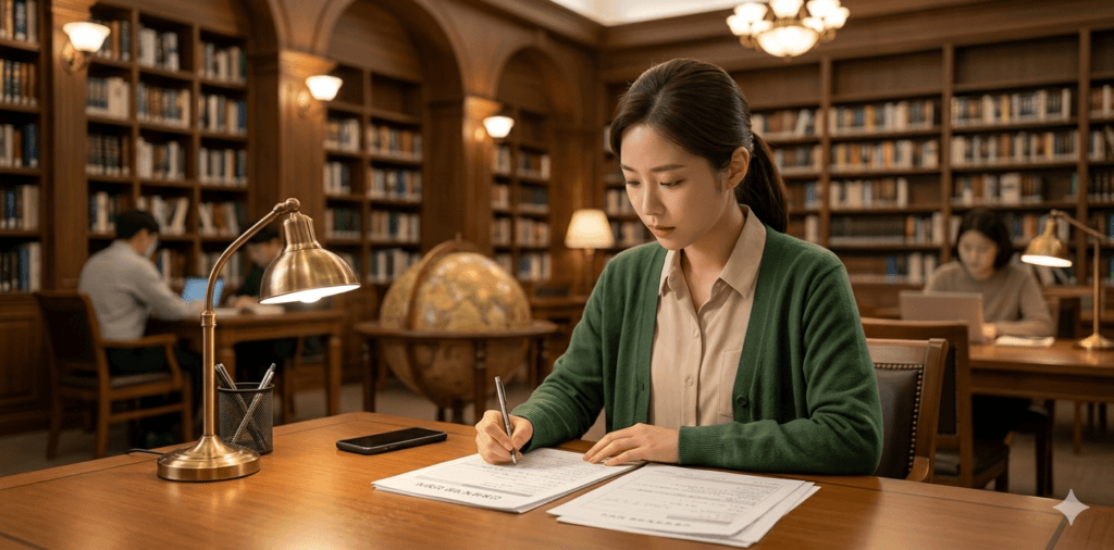신용회복위원회 비협약 채무 전략을 세우고 서류를 작성하는 모습