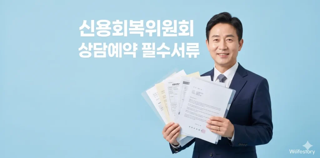 완벽한 신용회복위원회 상담 예약 절차와 지점 방문 서류들을 미리 준비하는 모습