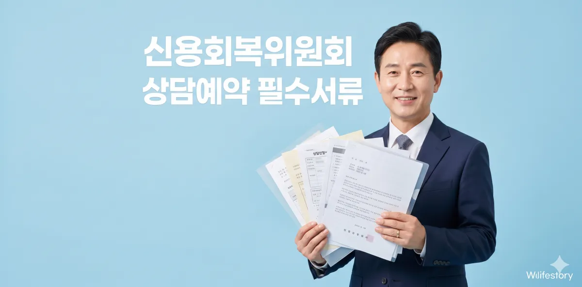 완벽한 신용회복위원회 상담 예약 절차와 지점 방문 서류들을 미리 준비하는 모습