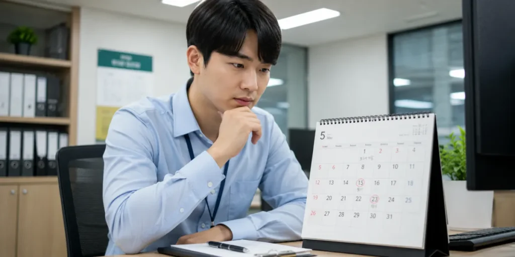 나의 연체 기간별 신용회복위원회 채무조정 진입 타이밍을 달력으로 계산하는 모습