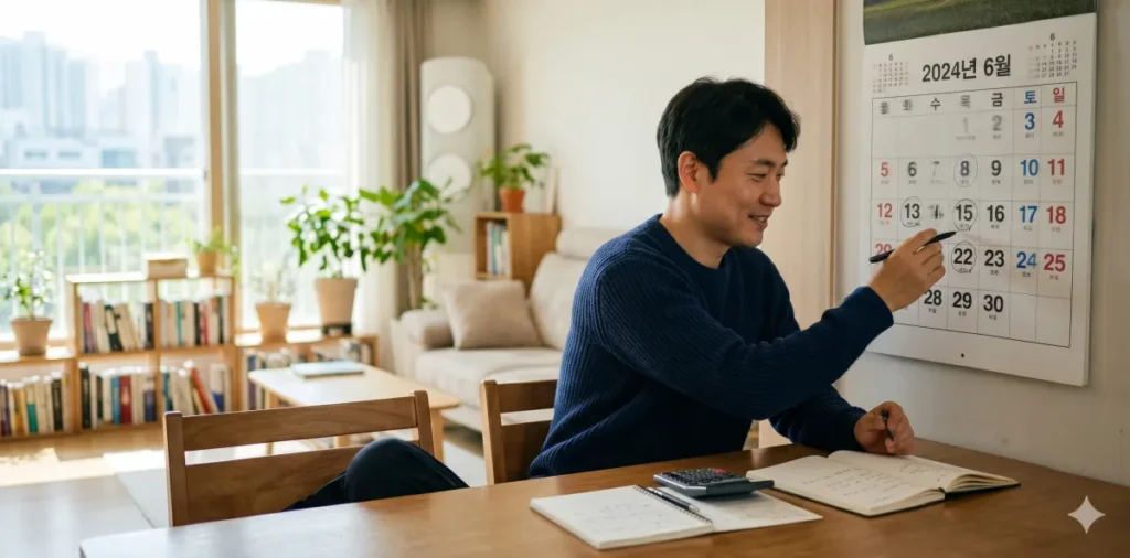 신용회복위원회 개인워크아웃 신청 조건인 구십 일 연체 기간을 세어보는 모습