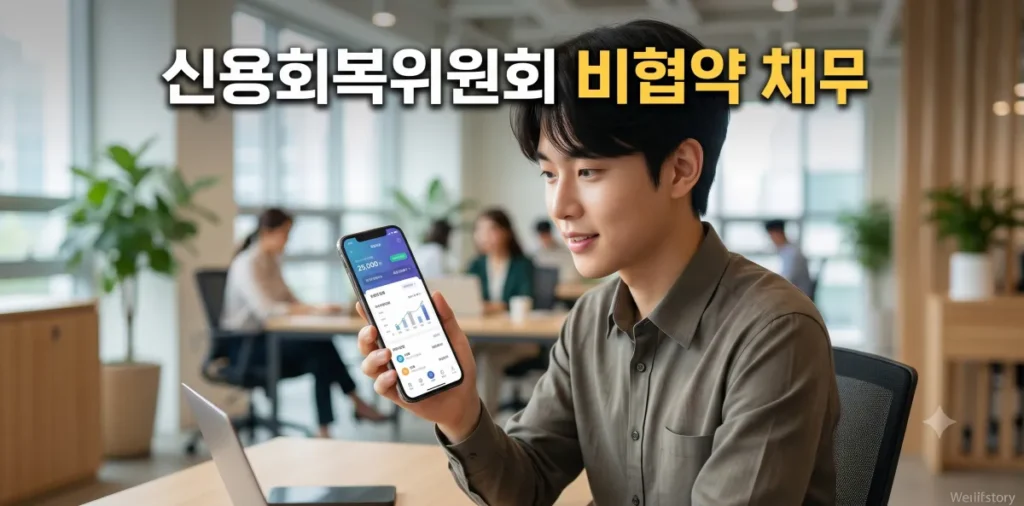 신용회복위원회 비협약 채무를 확인하고 올바르게 대처하는 진지한 모습