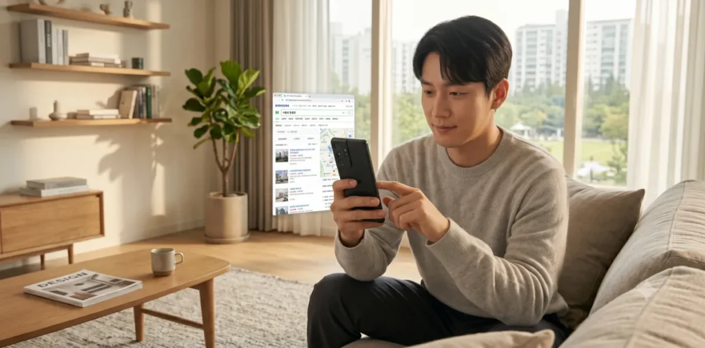 신용회복위원회 비협약 채무 상담을 위해 스마트폰을 활용하는 모습