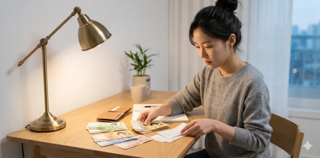 새출발기금 통장 압류 해제 및 채권 추심 중단 시점 가이드 6 당장 최저 생계비를 구하고자 새출발기금 통장 압류 해제 비용을 정산해 보는 모습