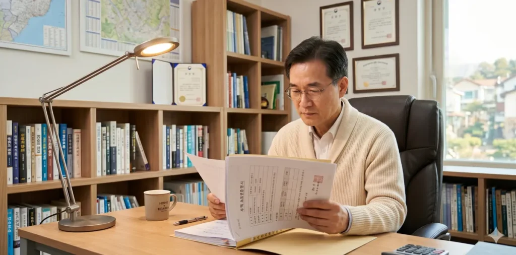 새출발기금 가족 불이익 배우자 신용등급 및 재산 피해 정리 4 명확한 새출발기금 배우자 재산 산정 평가 기준 서류를 책상에서 진지하게 읽는 모습