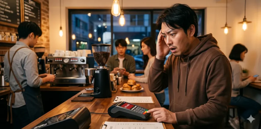 새출발기금 단점 중 하나인 갑작스러운 신용카드 정지 통보를 받고 몹시 놀라는 모습