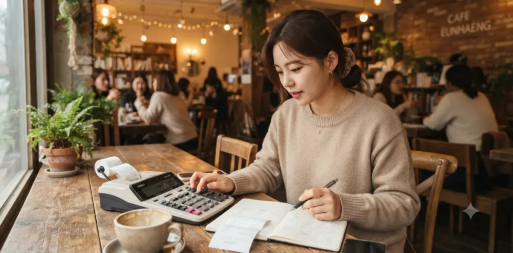 6개월과 1년 근속 시 각각 입금될 취업성공수당 100만원 혜택을 계산하는 장면