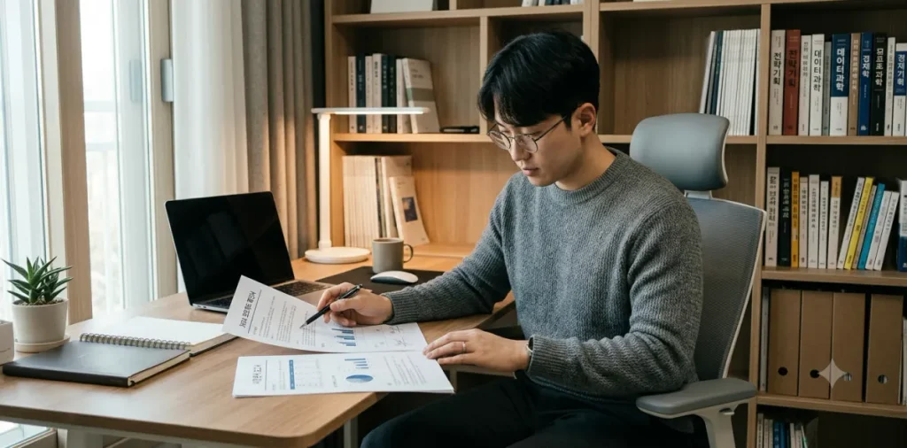 국민취업지원제도 내일배움카드 중복 참여 방법 및 연계 혜택 5 본인에게 유리한 국민취업지원제도 훈련수당 금액을 서류로 직접 비교하는 장면