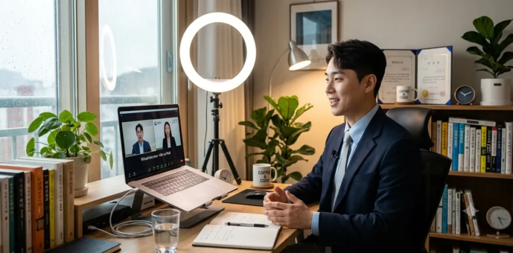 국민취업지원제도 구직촉진수당 지급일 및 지정일 제출 방법 6 워크넷 입사지원 구직활동 인정 기준을 달성하려고 노트북으로 면접을 보는 모습