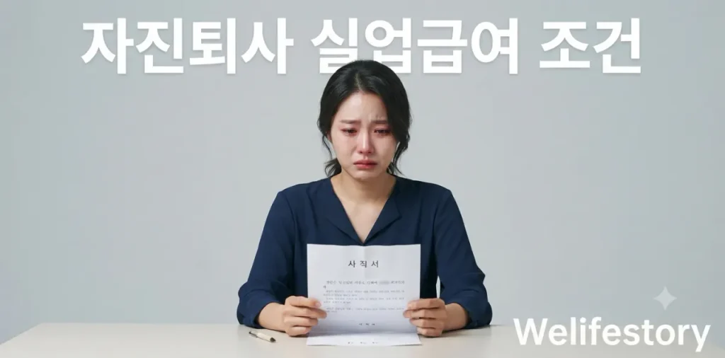 억울하게 회사를 그만두고 자진퇴사 실업급여 조건을 진지하게 알아보는 장면