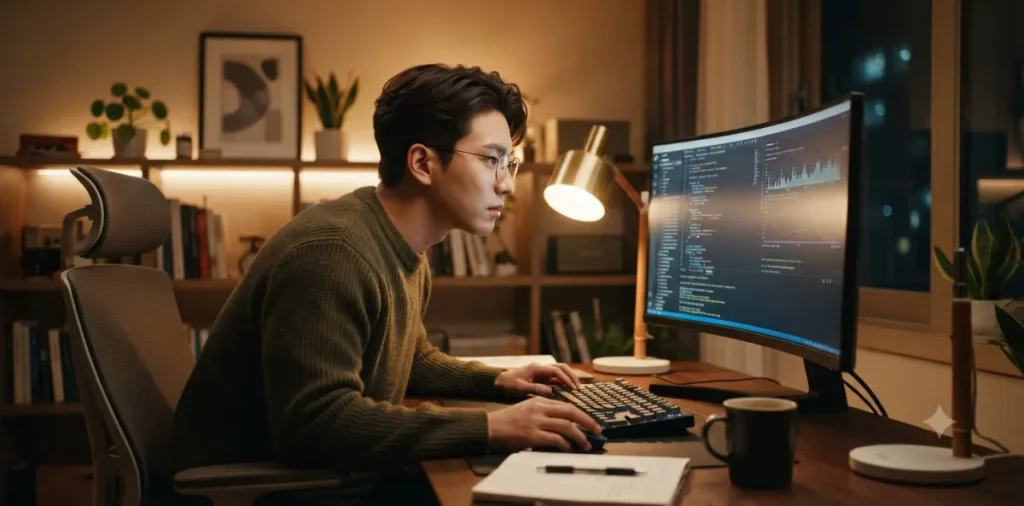 실업급여 구직활동 인정 방법, 워크넷 입사지원과 온라인 취업특강 5 재취업 활동 요건을 채우기 위해 인터넷으로 관련 영상을 시청하는 남성