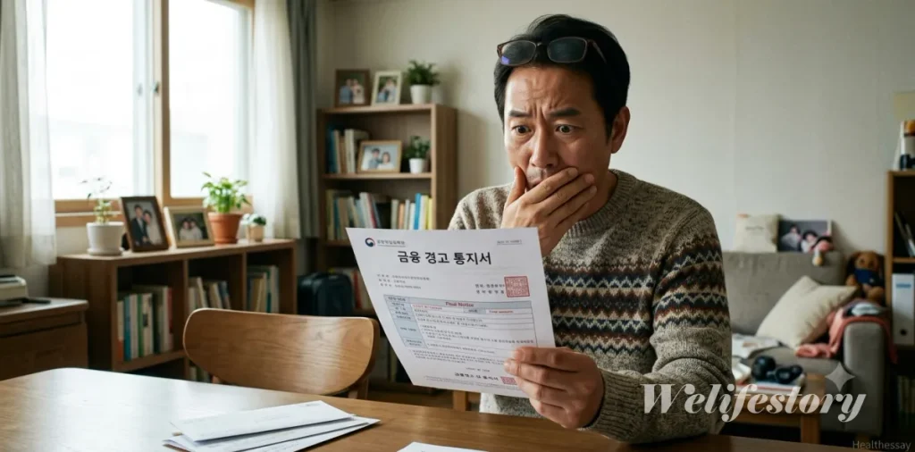 수급자 정부지원금 혜택 환수 통지서를 꺼내보며 크게 당황하고 있는 모습
